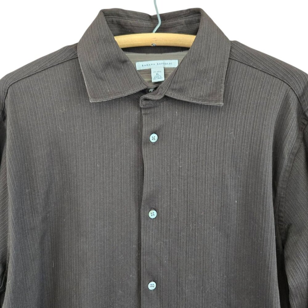 Lauren Ralph Lauren Button-Up Shirt Mens Ribbed Textured Brown Striped Size XL - Picture 7 of 10
